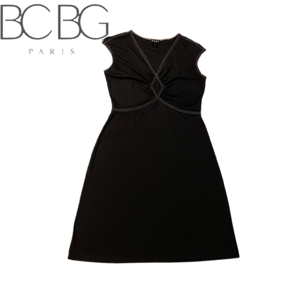 BCBG Paris Black Fit & Flare Split Sleeve Dress